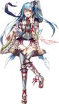 armor blue_hair breastplate d; flower full_body hair_flower hair_ornament hair_ribbon holding holding_mallet holding_weapon long_hair mallet official_art one_eye_closed open_mouth oshiro_project oshiro_project_re ribbon saijou_haruki torn_clothes transparent_background tsuyama_(oshiro_project) weapon yellow_eyes 