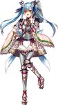  :d armor blue_hair breastplate flower full_body hair_flower hair_ornament hair_ribbon hand_on_hip holding holding_mallet holding_weapon long_hair mallet official_art open_mouth oshiro_project oshiro_project_re ribbon saijou_haruki smile thighhighs transparent_background tsuyama_(oshiro_project) twintails weapon yellow_eyes 