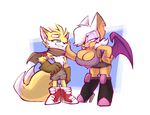  2017 anthro bat big_breasts bigdad breasts clothed clothing duo female huge_breasts male male/female mammal miles_prower mobian_(species) rouge_the_bat smile sonic_(series) 