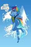  anthro anthrofied bakuhaku breasts clothing cutie_mark dialogue english_text equine facial_piercing feathered_wings feathers female friendship_is_magic hair mammal multicolored_hair my_little_pony nipple_piercing nipples pegasus piercing pose rainbow_dash_(mlp) rainbow_hair solo swimsuit text wings 