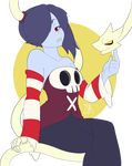  2017 absurd_res alpha_channel blue_hair clothed clothing female hair hair_over_eye hi_res humanoid looking_at_viewer not_furry red_eyes skullgirls solo souladdicted squigly undead zombie 