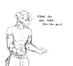  2017 5_fingers absurd_res annoyed anthro barbell bench_press canine cellphone clenched_teeth clothed clothing comic crossed_arms dalmatian dialogue digital_drawing_(artwork) digital_media_(artwork) dog duo english_text equine exercise fully_clothed greyscale hi_res hladilnik humanoid_hands looking_away looking_back male mammal mane_hair monochrome one_eye_closed phone rear_view shirt shorts simple_background sitting spots standing stripes superabsurd_res sweat t-shirt teeth text weightlifting white_background workout zebra zebra_dad_(hladilnik) 