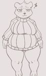  2017 anthro bear big_breasts big_butt black_nose blush breasts butt clothed clothing colorless cute eyebrows eyelashes female mammal musical_note night_in_the_woods partially_clothed partially_naked selmers_(nitw) signirsol slightly_chubby smile sweater thick_thighs wide_hips 