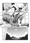  asymmetrical_wings comic dress greyscale highres houjuu_nue monochrome ooide_chousuke senbei socks space_station touhou wings 