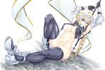  areola armor bottomless cleavage erect_nipples fate/grand_order heels jeanne_d&#039;arc jeanne_d&#039;arc_(fate/apocrypha) no_bra open_shirt renkon ruler_(fate/apocrypha) thighhighs underboob weapon 