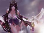  black_hair blood bloody_hands breasts detached_sleeves fate/apocrypha fate_(series) hair_ornament highres large_breasts long_hair navel panties pointy_ears saber_ruri semiramis_(fate) solo underwear very_long_hair yellow_eyes 