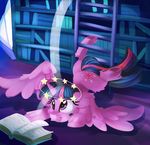  2017 ambiguous_gender book bookshelf cutie_mark equine feral fluffy friendship_is_magic hair horn inside library mammal my_little_pony purple_eyes purple_hair solo thediscorded twilight_sparkle_(mlp) winged_unicorn wings 