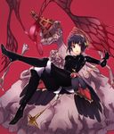  black_hair dress gloves headdress highres looking_at_viewer metis persona persona_3 psyche_(persona_3) rdc7229 red_eyes solo thighhighs white_dress 