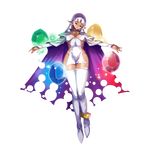  arcana_heart arcana_heart_2 artist_request breasts cape cleavage closed_eyes covered_nipples dark_skin elf gem large_breasts long_hair no_bra no_panties official_art parace_l'sia pointy_ears sky smile solo thighhighs torn_cape white_hair white_legwear 