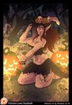  azaleesh breasts demon feathers female food fruit hat hi_res humanoid marigold menarun pumpkin tattoo 