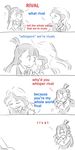  4koma :o blush closed_eyes colored_text comic commentary diana_cavendish english flirting greyscale kagari_atsuko little_witch_academia long_hair looking_at_another meme monochrome mukiki multiple_girls no_nose open_mouth school_uniform sketch topknot upper_body v-shaped_eyebrows whispering yuri 