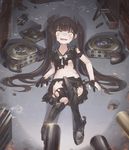  @_@ armor armored_boots assault_rifle black_gloves black_hair black_legwear black_shirt black_skirt boots bow breasts bruise commentary crying crying_with_eyes_open eyebrows_visible_through_hair fangs g11 girls_frontline glint gloves groin gun h&amp;k_ump head_tilt heckler_&amp;_koch hk416 injury jakoujika long_hair medium_breasts navel on_ground open_mouth ouroboros_(girls_frontline) rifle sailor_collar shirt silhouette sitting skirt smile solo submachine_gun tears thighhighs torn_clothes torn_gloves torn_legwear torn_shirt torn_skirt twintails underboob very_long_hair weapon white_bow yellow_eyes 