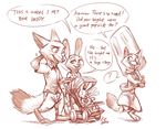  2016 anthro baby canine clothed clothing cub cute dessert digital_media_(artwork) disney english_text family father female food fox fur group judy_hopps kit-ray-live lagomorph male mammal monochrome mother nick_wilde parent popsicle rabbit scout_uniform simple_background size_difference smile text young zootopia 