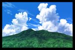  blue_sky border cloud commentary day forest highres hirota_(masasiv3) mountain nature no_humans outdoors scenery sky 