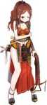  ;( arrow artist_request bangs bowgun brown_hair collarbone full_body hair_ornament holding holding_weapon long_hair murao_(oshiro_project) official_art orange_eyes oshiro_project oshiro_project_re parted_bangs quiver torn_clothes transparent_background weapon 
