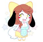  &lt;3 animated anthro apron big_breasts blush bow breasts brown_fur canine cleavage clothed clothing cute dog fangs female fur holly_applebee jewelry long_tail mammal mature_female mother necklace parent shirt skirt smile solo standing star theycallhimcake yellow_eyes 