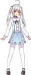 ahoge black_footwear blush character_request collar copyright_request eyebrows_visible_through_hair full_body grey_hair highres long_hair looking_at_viewer mary_janes open_mouth pantyhose parted_lips shoes smile solo standing twintails weiyinji_xsk white_legwear 