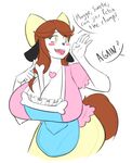 &lt;3 5_fingers anthro apron big_breasts blush bone bow breasts brown_hair canine cleavage clothed clothing cute dialogue dog female hair holly_applebee jewelry long_tail mammal mature_female mother necklace parent shirt skirt smile solo standing teeth theplushblush wide_hips yellow_eyes 