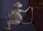  2017 angry anthro bed breasts butt digital_media_(artwork) feline female fur gewitter lying male mammal nude on_bed pawpads paws pussy simple_background 
