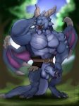  2019 anthro balls biceps blue_scales bubba_(spyro) claws digital_media_(artwork) dragon erection foreskin functionally_nude horn humanoid_penis looking_at_viewer male membranous_wings muscular muscular_male open_mouth outside penis precum scales scalie smile solo spyro_the_dragon teeth tojo_the_thief video_games wings 