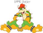  3_toes abdominal_bulge absurd_res balls bowser couple_(disambiguation) cum cum_in_pussy cum_inflation cum_inside female game_over haiku_oezu hi_res hindpaw inflation male mario_bros nintendo on_top paws penetration penis reverse_cowgirl_position sex shocked sitting_position soles toes vaginal vaginal_penetration video_games yoshi 