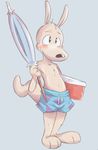  blush clothing cooler dandi mammal marsupial rocko rocko&#039;s_modern_life simple_background swimming_trunks swimsuit umbrella wallaby white_background 