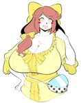  anthro big_breasts blush bow breasts brown_hair canine cleavage clothed clothing cute dog dress fangs female hair holly_applebee looking_at_viewer mammal mature_female mother parent purse smile solo standing theycallhimcake yellow_eyes 