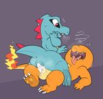  2017 balls charmander cum female feral fire flaming_tail male male/female mammal nintendo nude open_mouth ormtunge penetration penis pok&eacute;mon pussy sex totodile video_games 