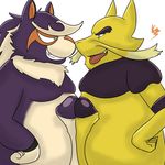  aeron_(artist) alakazam belly big_belly big_penis comparing frottage grin hi_res huge_penis male male/male nintendo overweight overweight_male penis pok&eacute;mon sex skuntank smile teeth tongue tongue_out video_games 