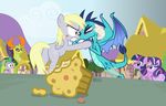  2017 black_eye changeling derpy_hooves_(mlp) dm29 dragon equine female fight food friendship_is_magic horn mammal muffin my_little_pony pegasus princess_ember_(mlp) scratch spike_(mlp) starlight_glimmer_(mlp) thorax_(mlp) twilight_sparkle_(mlp) unicorn winged_unicorn wings 