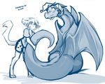  2017 anthro barefoot basitin boxers_(clothing) clothed clothing confusion digitigrade dragon drunk duo female feral hat hi_res horn keith_keiser larger_female looking_back madam_reni_(twokinds) male mammal membranous_wings monochrome nightcap scalie simple_background sitting size_difference sketch smaller_male tail_grab tom_fischbach twokinds underwear webcomic white_background wings wrestling 