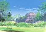  cherry_blossoms cloud commentary day grass highres hirota_(masasiv3) nature no_humans outdoors scenery sketch sky tree 