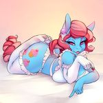  2017 anthro anthrofied armwear bra clothed clothing cutie_mark earth_pony equine female food friendship_is_magic fruit hair horse legwear looking_at_viewer lying mammal mrs_cake_(mlp) my_little_pony pony seductive solo strawberry tolsticot underwear 