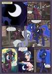  2017 avian bird black_hair blue_body blue_feathers blue_hair butt chicken comic cutie_mark dialogue earth_pony english_text equine eyebrows eyelashes eyeshadow eyewear fan_character feathered_wings feathers female feral friendship_is_magic glasses green_eyes grey_hair hair hi_res horn horse limestone_pie_(mlp) makeup male mammal my_little_pony open_mouth pencils_(artist) pony princess_luna_(mlp) text tongue unicorn winged_unicorn wings 