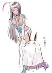  &lt;o&gt;_&lt;o&gt; animal_ears black_hair breasts chibi circlet commentary_request cosplay dark_skin fate/grand_order fate_(series) forehead_jewel green_eyes jackal_ears large_breasts long_hair medjed medjed_(cosplay) multiple_girls nitocris_(fate/grand_order) nitocris_(swimsuit_assassin)_(fate) scheherazade_(fate/grand_order) sketch very_long_hair yuya_(night_lily) 