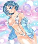  artist_name at_classics bangs bishoujo_senshi_sailor_moon blue_eyes blue_hair blush breasts cameltoe covered_nipples cowboy_shot dutch_angle earrings eyebrows_visible_through_hair groin highleg highleg_swimsuit hood hoodie jewelry large_breasts long_sleeves looking_at_viewer mizuno_ami navel off_shoulder open_clothes open_hoodie open_mouth sample short_hair slingshot_swimsuit solo swimsuit thigh_gap traditional_media watermark 