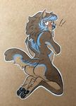  ! 2017 4_toes anthro arm_tuft back_tuft biped black_eyes black_nose black_pawpads blue_fur blush brown_background brown_countershading brown_fur brown_hair brown_theme butt canine countershade_tail countershade_torso countershading crossed_arms cyan_hair cyan_stripes digitigrade eyelasges female fluffy fluffy_tail fluffyboobs freckles full-length_portrait fur gouache_(artwork) hair hi_res hindpaw kneeling leg_tuft looking_back looking_up mammal mane_hair multicolored_fur multicolored_hair nude open_mouth outline pawpads paws portrait raised_tail rear_view roxanne_(fluffyboobs) simple_background sitting slim solo striped_fur stripes surprise tan_fur textured_background toes traditional_media_(artwork) tuft two_tone_hair watercolor_(artwork) were werewolf 