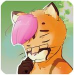  blush cougar egohusky eyewear feline glasses hair headshot mammal pink_hair satori_(artist) 