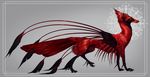  ambiguous_gender avian bird cardinal_(bird) feathers feral grey_background hybrid red_feathers simple_background solo standing tatchit 