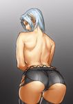  1girl animated animated_gif artist_request ass ass_shake back bare_back bare_shoulders blue_eyes elvaan final_fantasy final_fantasy_xi from_behind jiggle looking_back pointy_ears shiny shiny_hair shiny_skin short_hair short_shorts shorts silver_hair solo thighhighs topless 