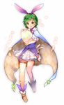  animal_ears blue_eyes bow bunny_ears bunny_girl cape egg fake_animal_ears fire_emblem fire_emblem:_rekka_no_ken fire_emblem_heroes green_hair hairband looking_at_viewer nino_(fire_emblem) purple_hairband short_hair shorts smile solo tail trutsmn wrist_cuffs 