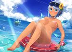  :o bare_arms bare_legs bare_shoulders barefoot bikini blue_eyes blue_hair blue_sky blush breasts cirno cloud cloudy_sky collarbone commentary_request daiyousei day dutch_angle eyewear_on_head feet flower green_hair hair_flower hair_ornament hair_ribbon halter_top halterneck head_steam ice ice_wings innertube light_rays looking_at_viewer medium_breasts micro_bikini morning_glory multiple_girls ocean older outdoors ribbon shin_(new) short_hair sitting sky steam summer sunbeam sunflower sunglasses sunlight swimsuit tan tanned_cirno toes touhou underboob water wet white_bikini wings wrist_flower yellow_ribbon 