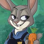  carrot clothing disney female food judy_hopps lagomorph mammal pen portrait pose purple_eyes rabbit solo sophiecabra vegetable zootopia 