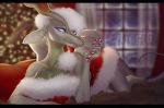  anthro breasts candy candy_cane christmas christmas_tree clothed clothing dragon female food ghostli holidays horn inside solo tree wings 