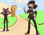 5:4 anthro camille_(fortnite) duo english_text epic_games felid feline female fortnite hi_res mammal meow_skulls_(fortnite) text unknown_artist