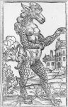 anthro female fire fur hair nipples nude pope-ass simple_background solo tail traditional_media_(artwork) unknown_artist white_background woodcut