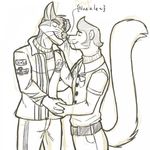  buddy_thunderstruck buddy_thunderstruck_(character) canine clothing darnell_(character) dog ferret hi_res male male/male mammal mustelid nuzzling rebel_nightwolfe_(artist) 