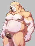  2017 5_fingers anthro balls belly biceps brown_nose brown_penis canine digital_media_(artwork) dog erection eyebrows fluffy fluffy_tail front_view fur fur_tuft humanoid_hands humanoid_penis knuxlight looking_at_viewer male mammal multicolored_skin musclegut muscular muscular_male navel pecs penis pose precum pubes saliva simple_background solo standing tan_skin tan_tail thick_thighs tongue tongue_out tuft white_background white_balls white_skin white_tail 