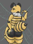  2017 antennae anthro arthropod bee butt female insect nude nukenugget pussy simple_background smile solo wings 