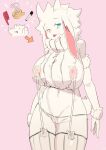 absurd_res anthro areola biped blue_eyes blush bovid breasts buta99 camel_toe caprine female fur goat hi_res mammal nipple_outline nipples one_eye_closed pink_background simple_background solo tongue tongue_out vanilla_(sincastermon) white_body white_fur